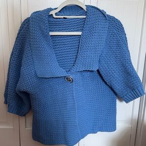 Parkhurst Cornflower Blue Knit Shawl-Collar Cardigan